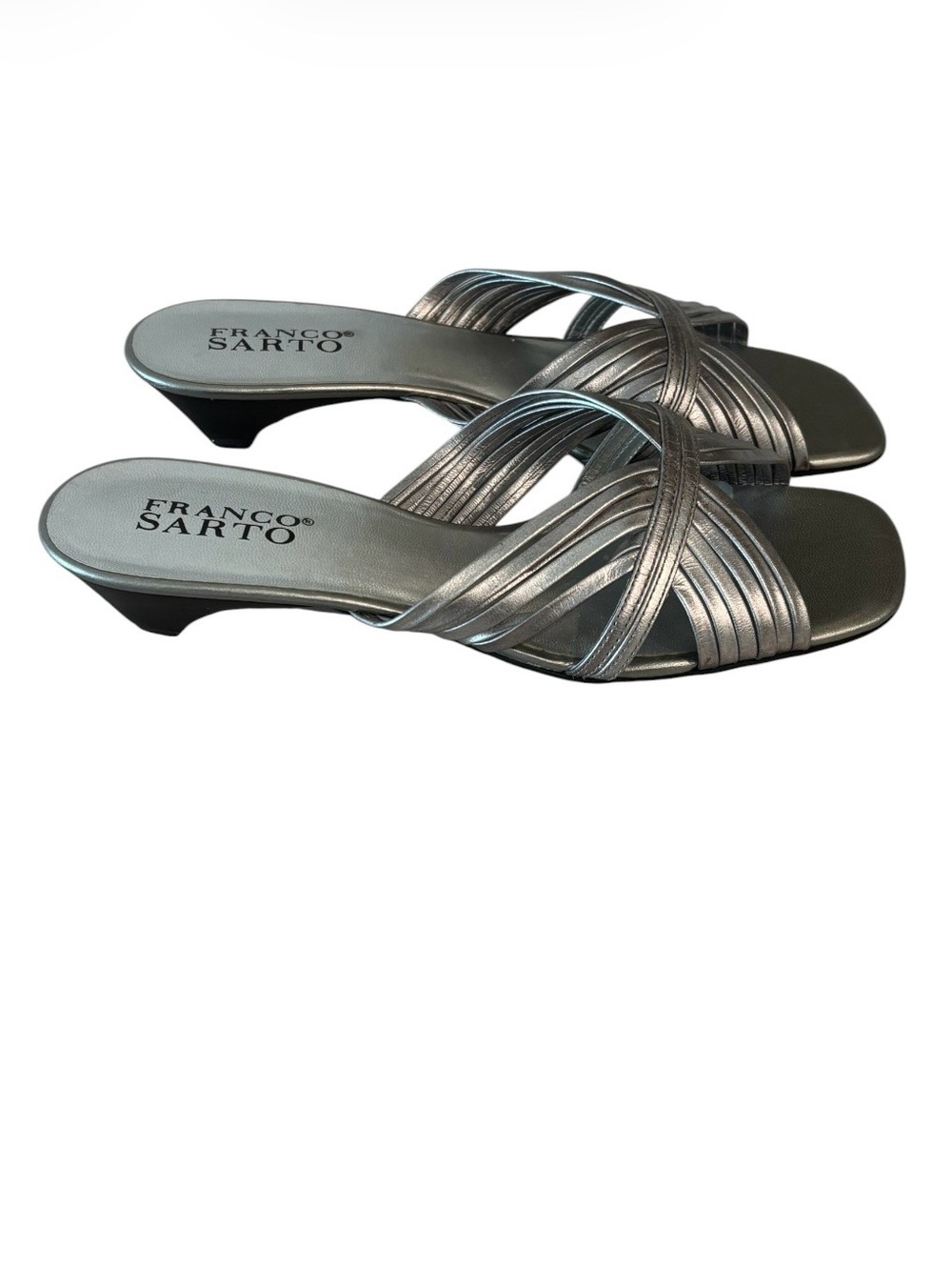 Franco Sarto Women's Silver Strappy Low Heel Sandal Sz 7M